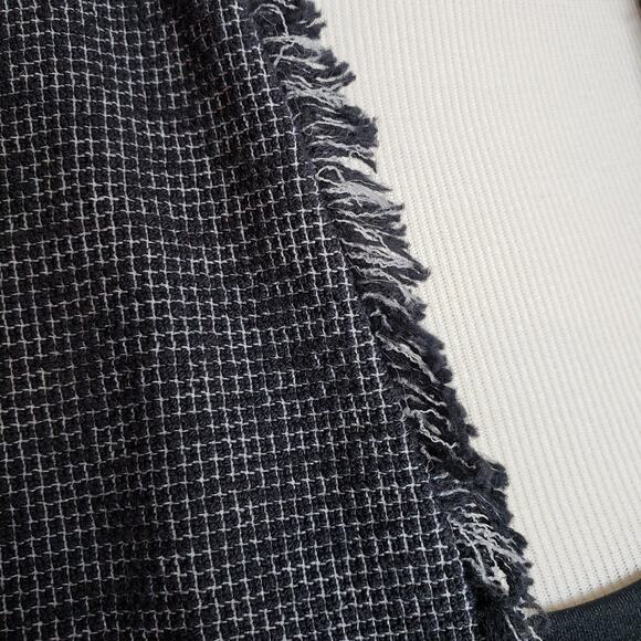 Ann Taylor Factory fringe edge black & white checked tweed women's blazer sz 0 - Picture 6 of 10